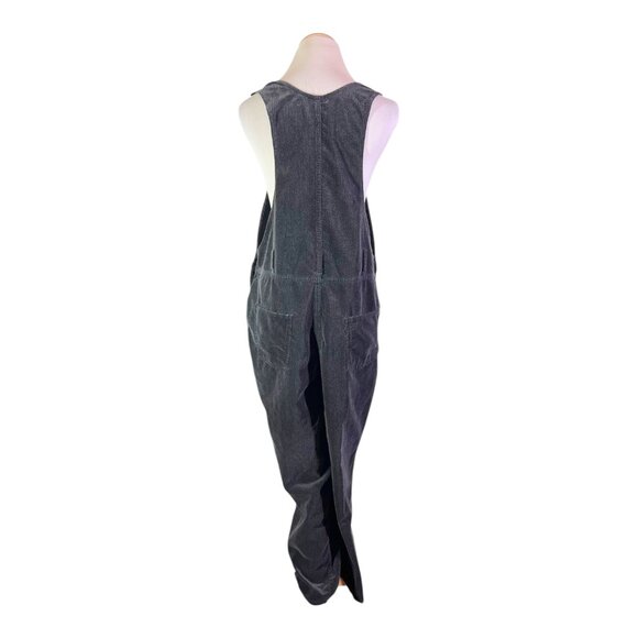 Vintage 90s Crossroads Size L Dark Grey Velvet Overalls Cotton - Picture 5 of 13